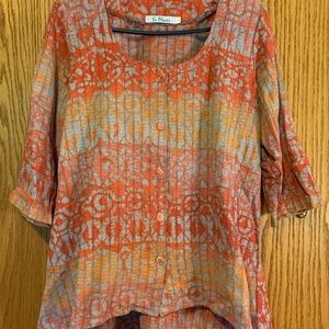 Orange/gray patterned blouse